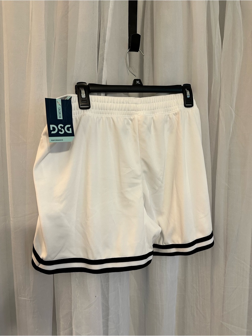 DSG white  Athletic Shorts with Black Trim  Stripes - Picture 12 of 12